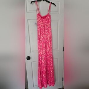Windsor Vibrant Pink Dress with Gold Sequins